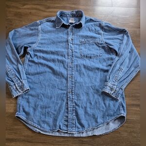 Calvin Klein Jeans Womens Casual Button up Long Sleeve Denim Shirt size L.